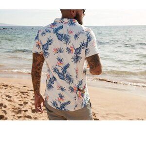 California Cowboy High Water Terry Fleece Lined Hawaiian Shirt Size Large Floral